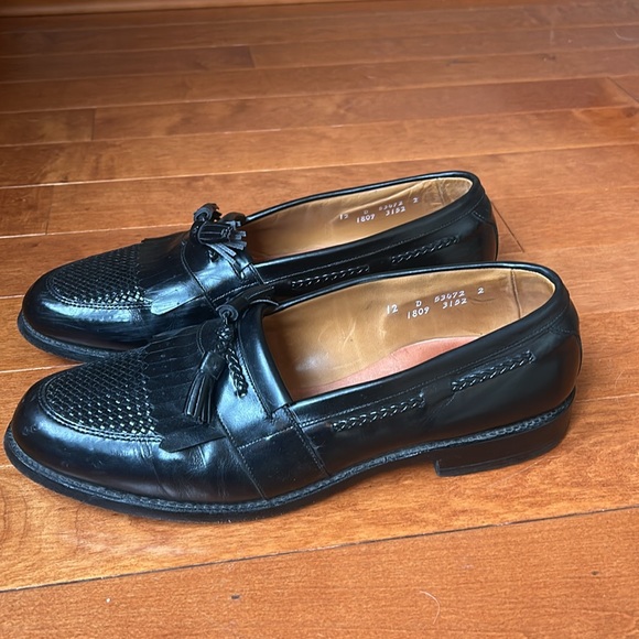Allen Edmonds Cody Men\'s Black Woven Leather Tassel Loafers Size 12 D main image 5